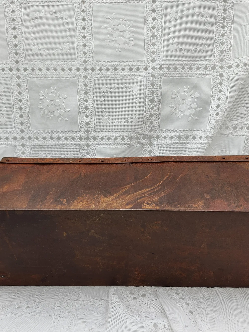 Vintage Copper rust w/ rivet Window Box rectangle Planter Jardiniere Pier 1